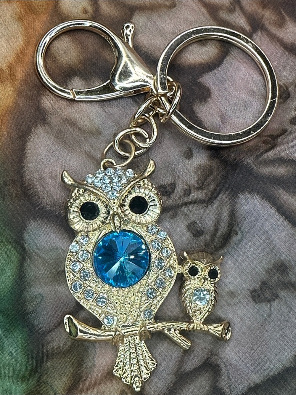 Gold-Tone Owl Pendant Necklace with Blue Crystal Accent